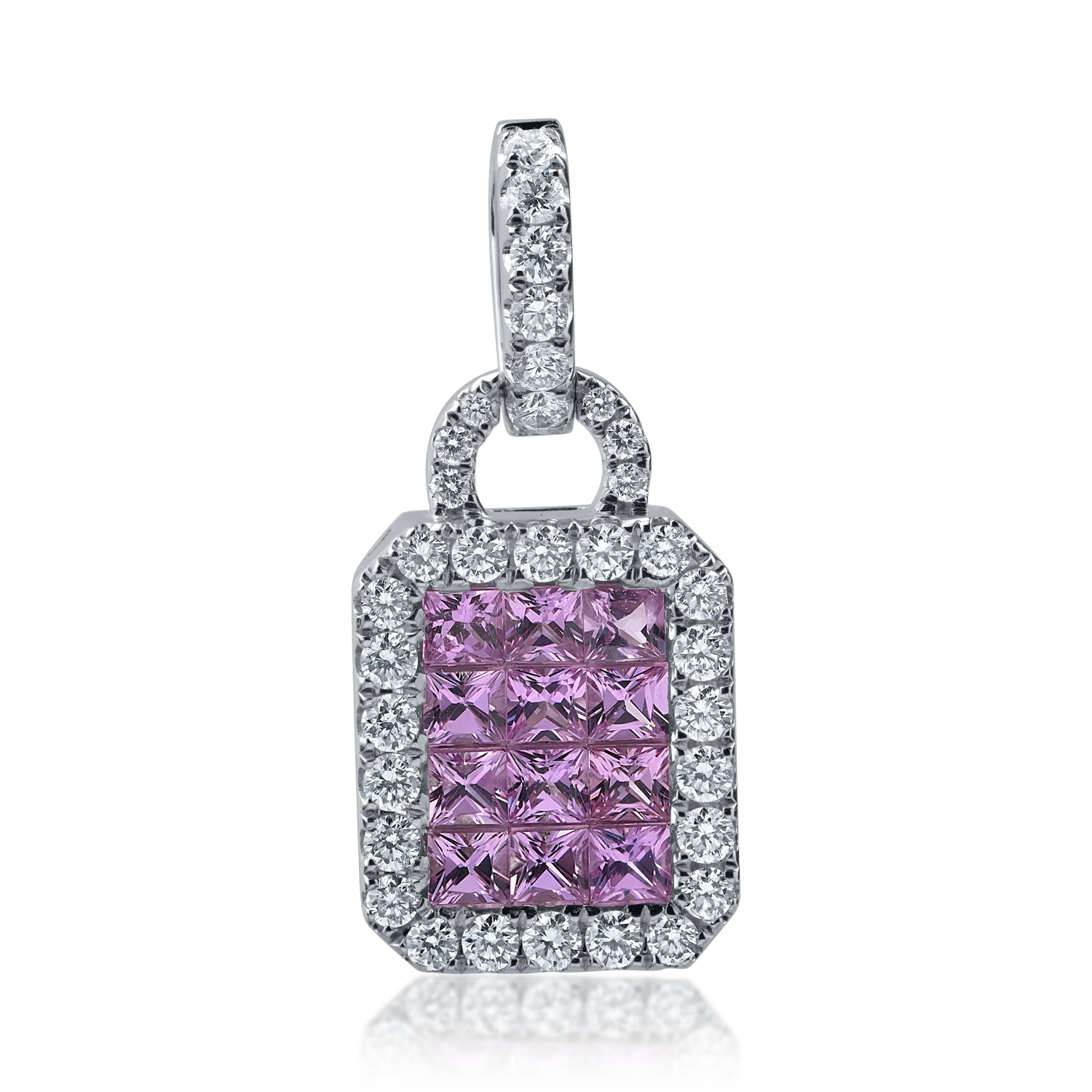 White gold pendant with 1.11ct pink sapphires and 0.57ct diamonds