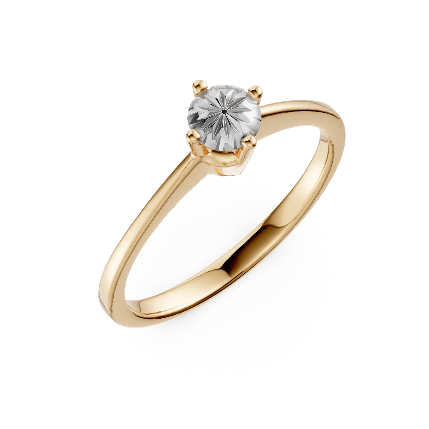 White-yellow gold engagement ring