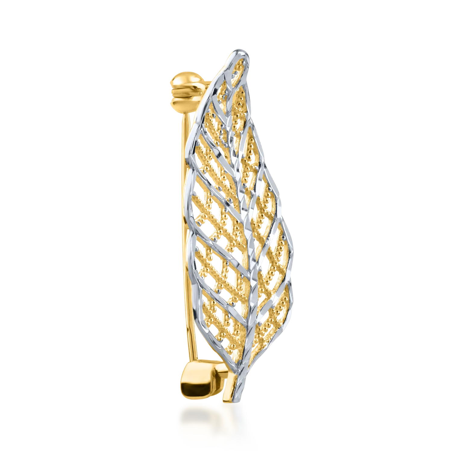 White-yellow gold brooch