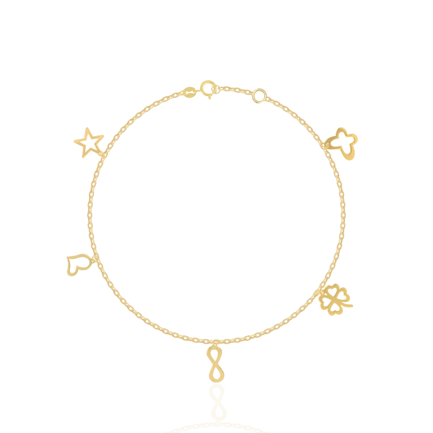 Yellow gold charms bracelet