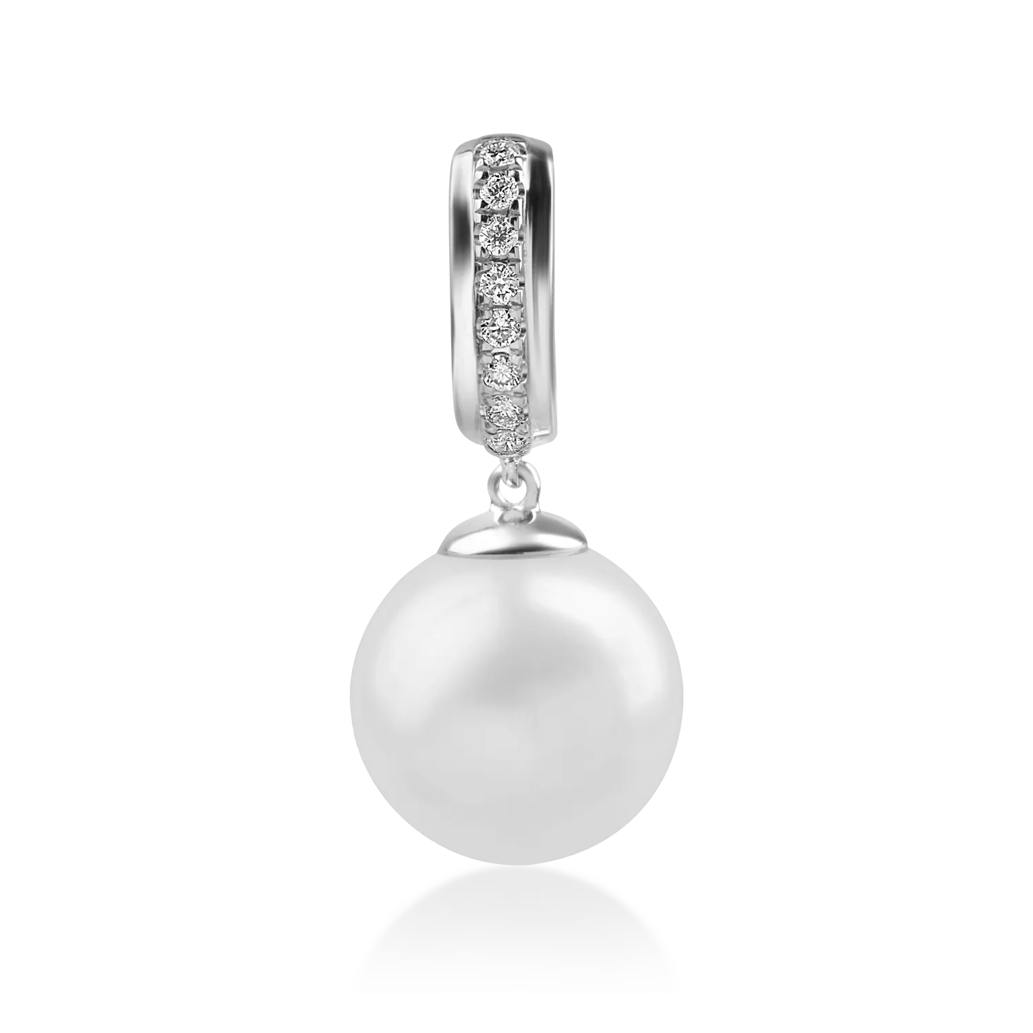 Pandantiv din aur alb cu perla de cultura de 7.42ct si diamante de 0.06ct