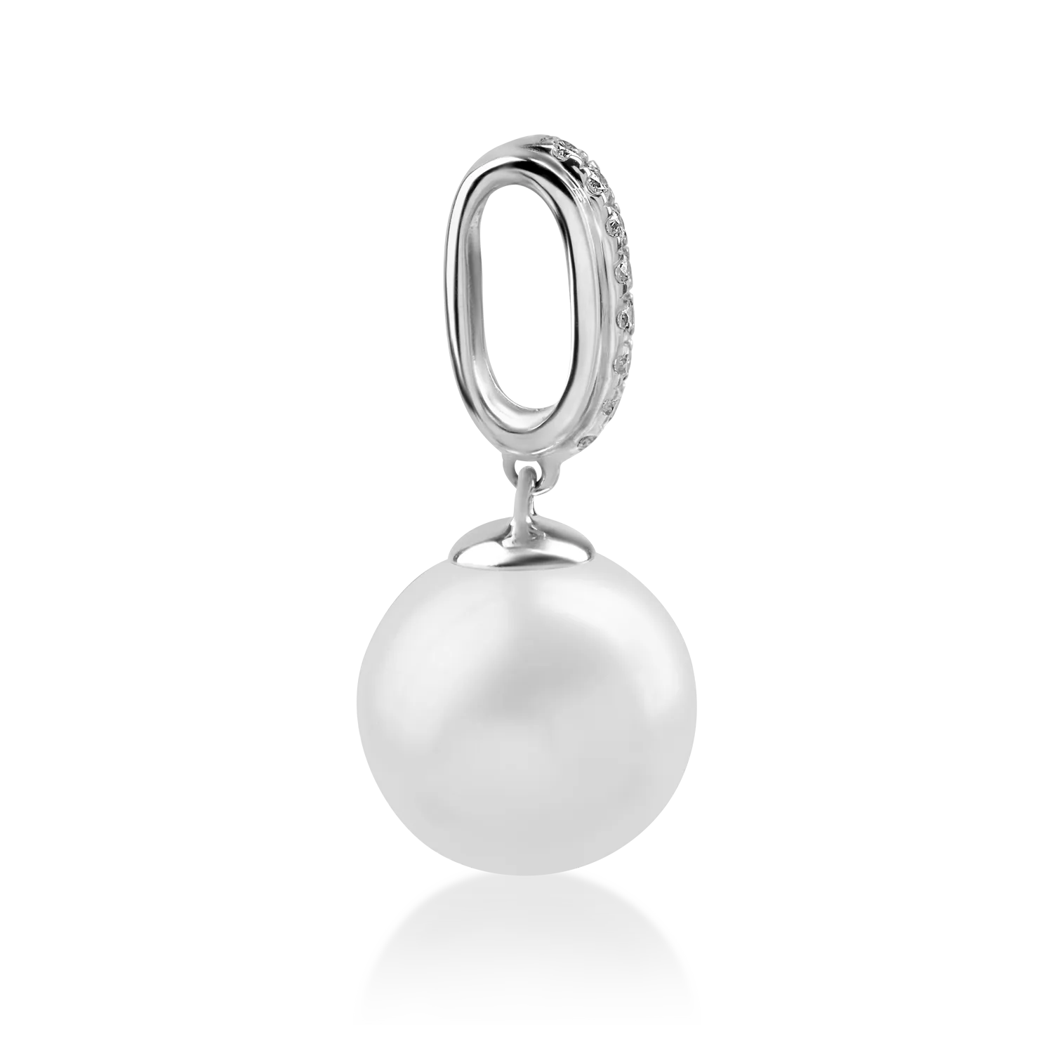 Pandantiv din aur alb cu perla de cultura de 7.42ct si diamante de 0.06ct