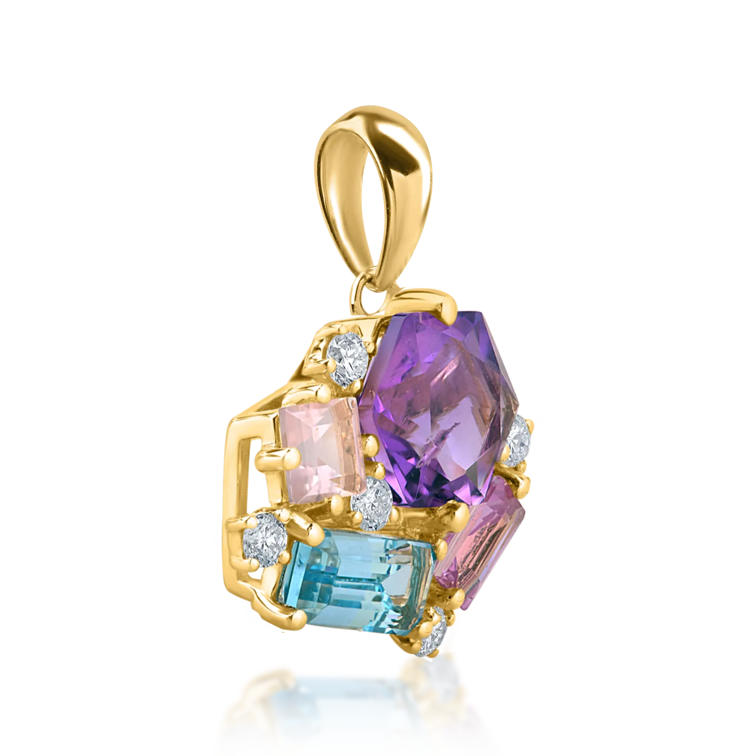 Yellow gold pendant with 1.80ct precious and semi-precious stones