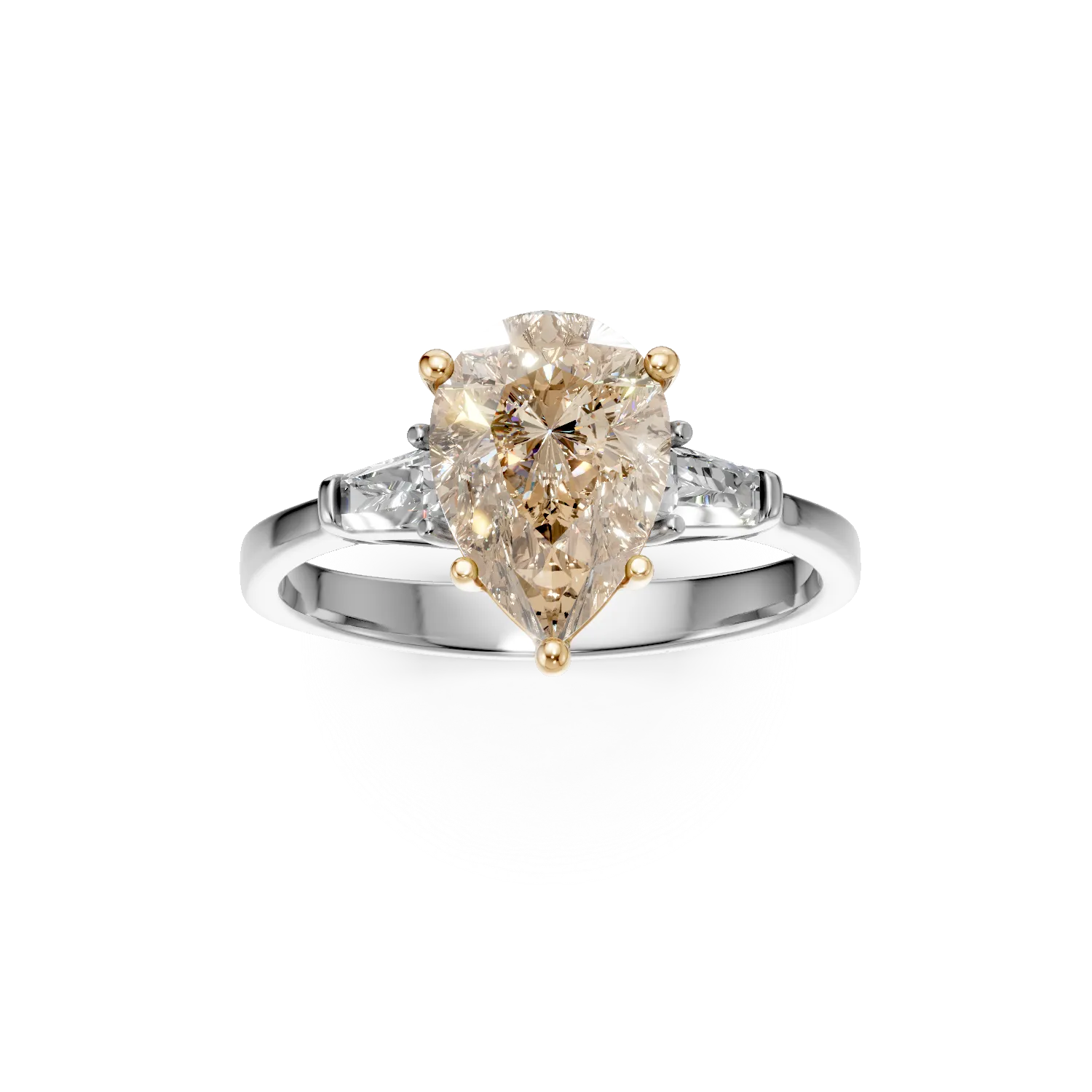 White-yellow gold engagement ring with 2ct diamond and 0.19ct diamonds