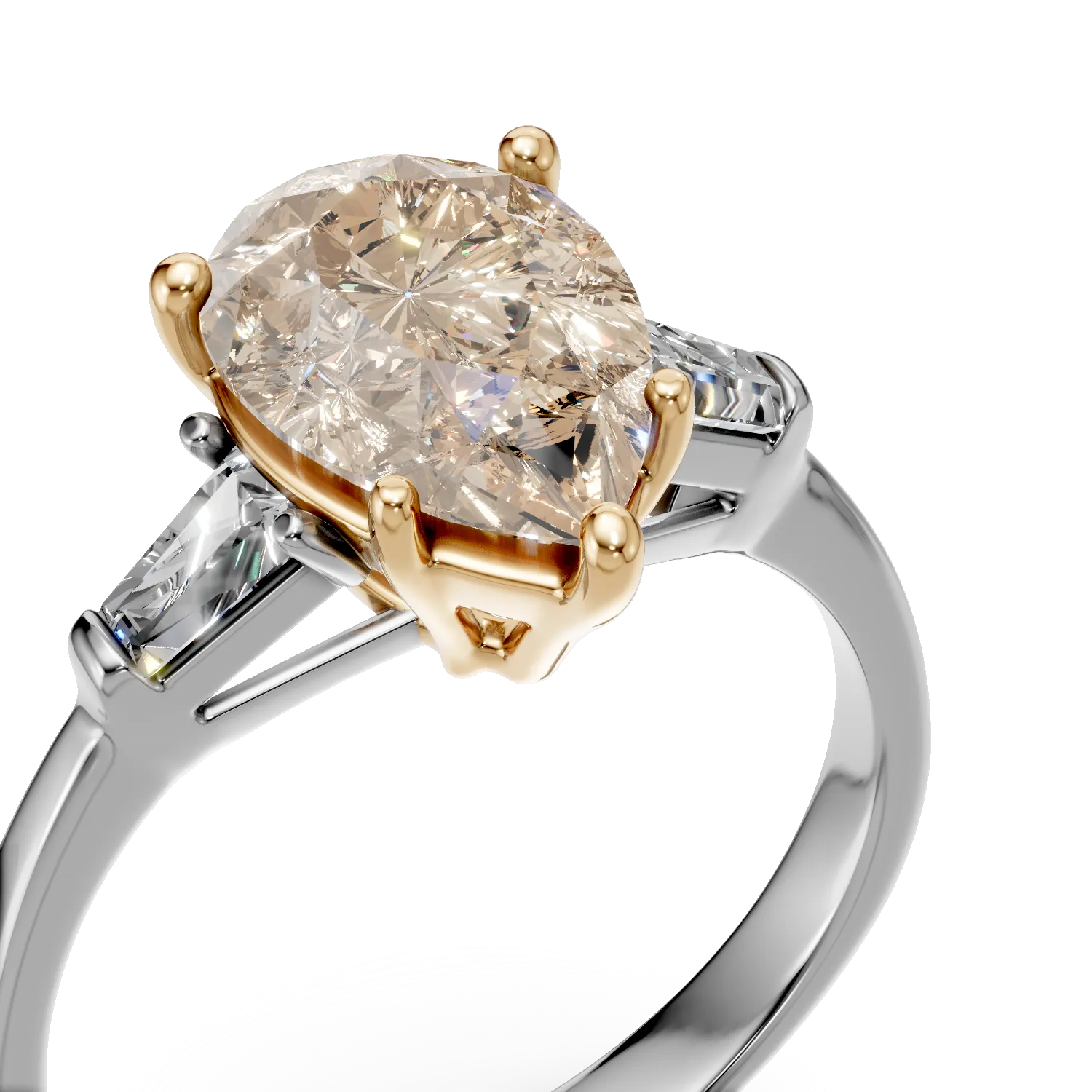 White-yellow gold engagement ring with 2ct diamond and 0.19ct diamonds