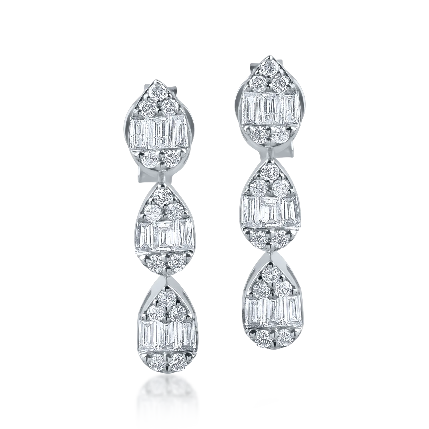 Kolczyki z białego złota z diamentami o masie 0.44ct