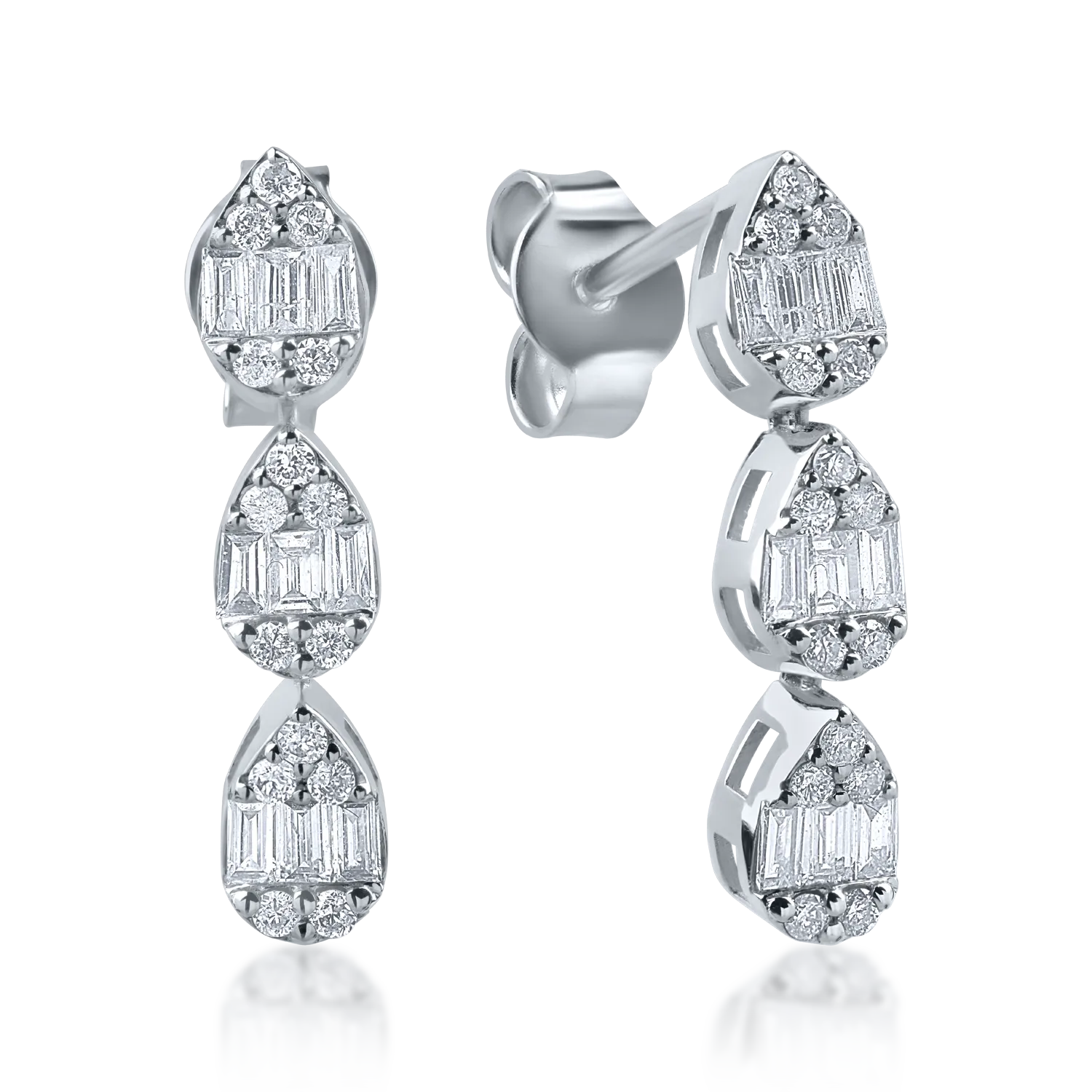 Kolczyki z białego złota z diamentami o masie 0.44ct