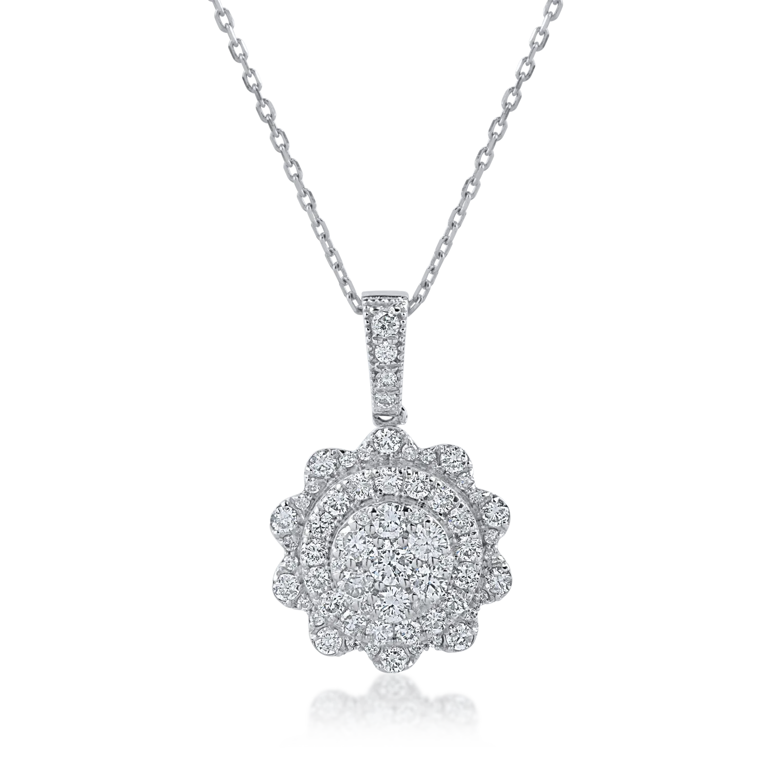 Teilor Lant cu pandantiv din aur alb cu diamante de 0.4ct