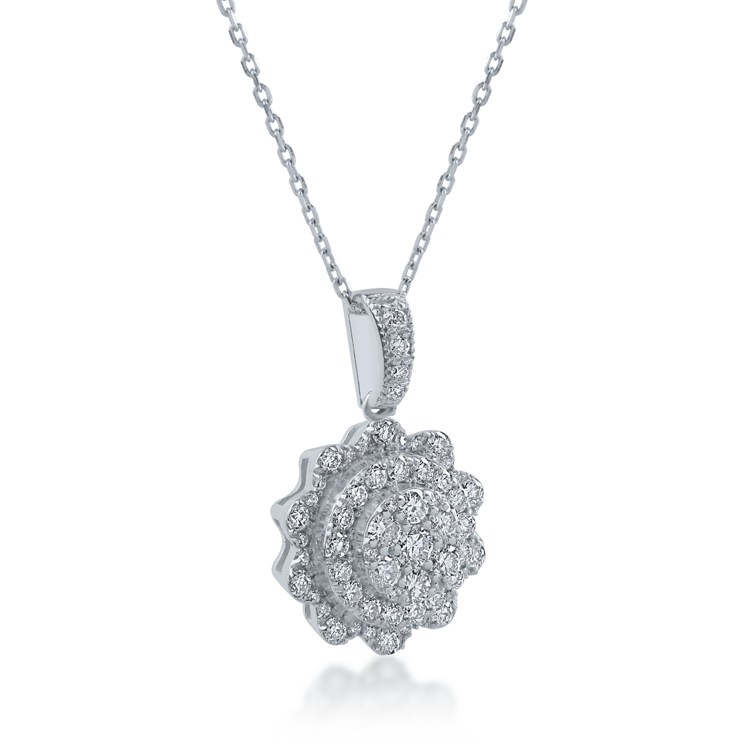 Lant cu pandantiv din aur alb cu diamante de 0.4ct