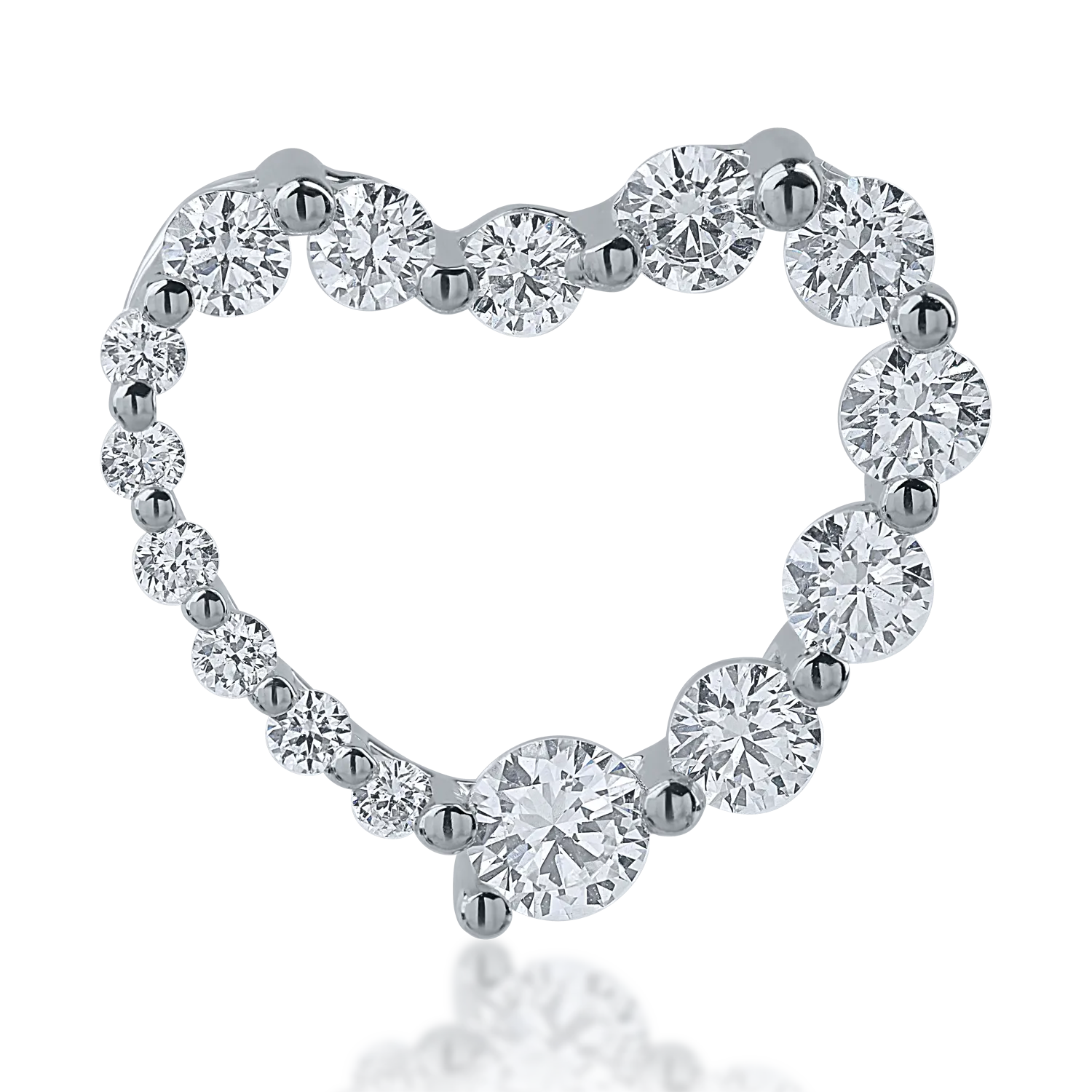 Pandantiv inima din aur alb cu diamante de 0.87ct-158918