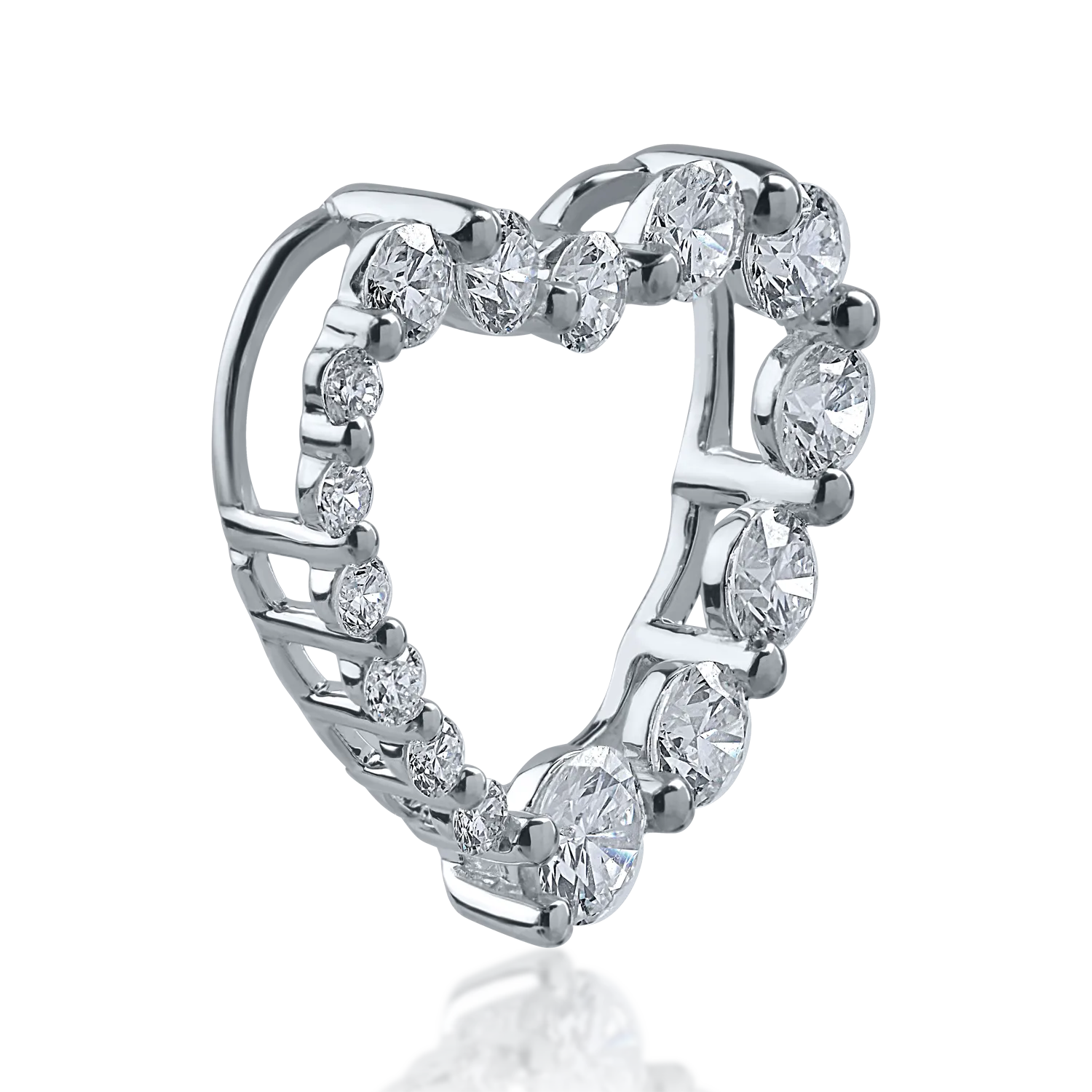 Pandantiv inima din aur alb cu diamante de 0.87ct
