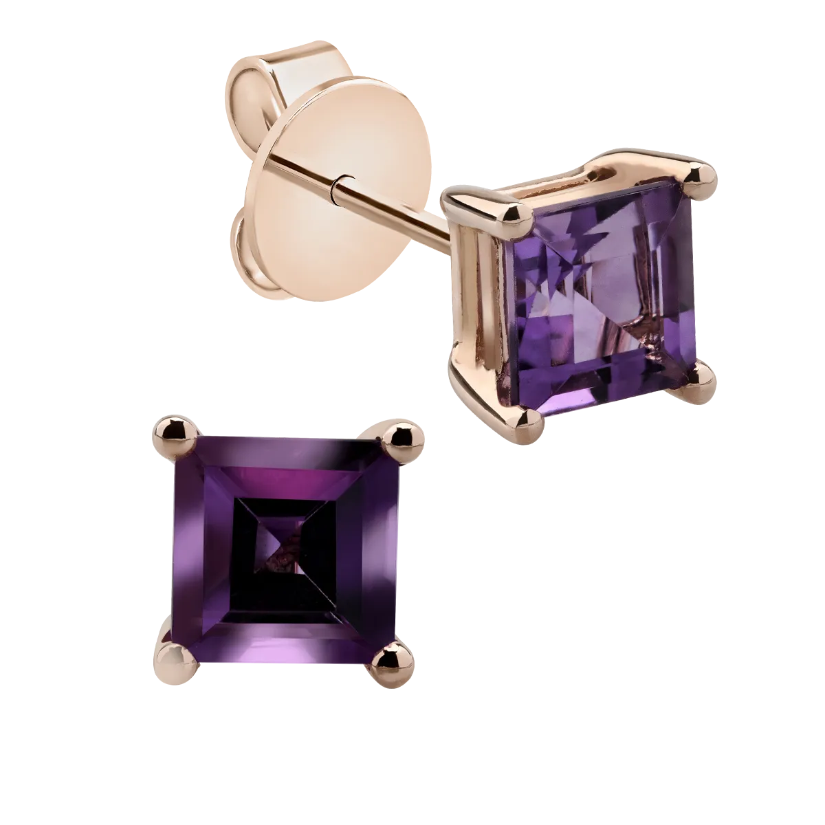 14k rózsaszín arany fülbevaló amethyrs 0,61cc