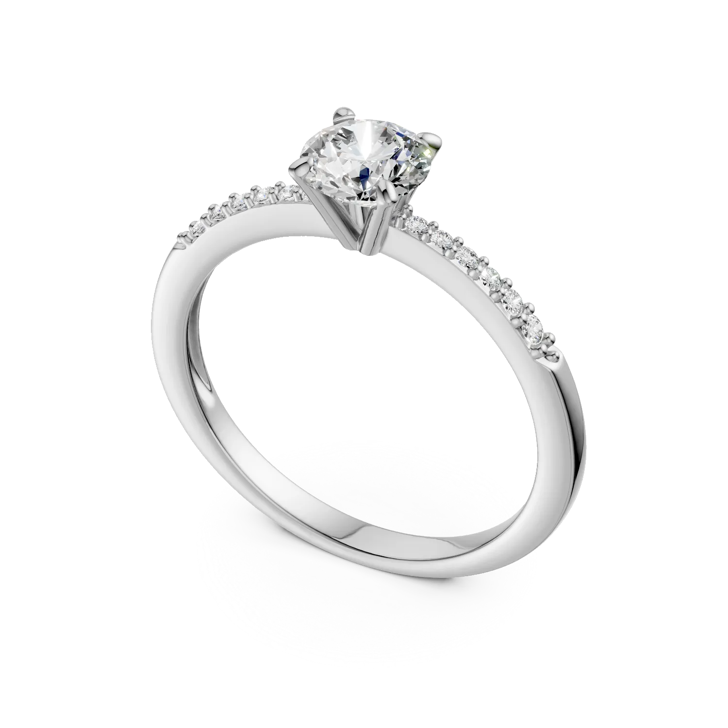 White gold engagement ring with zirconia