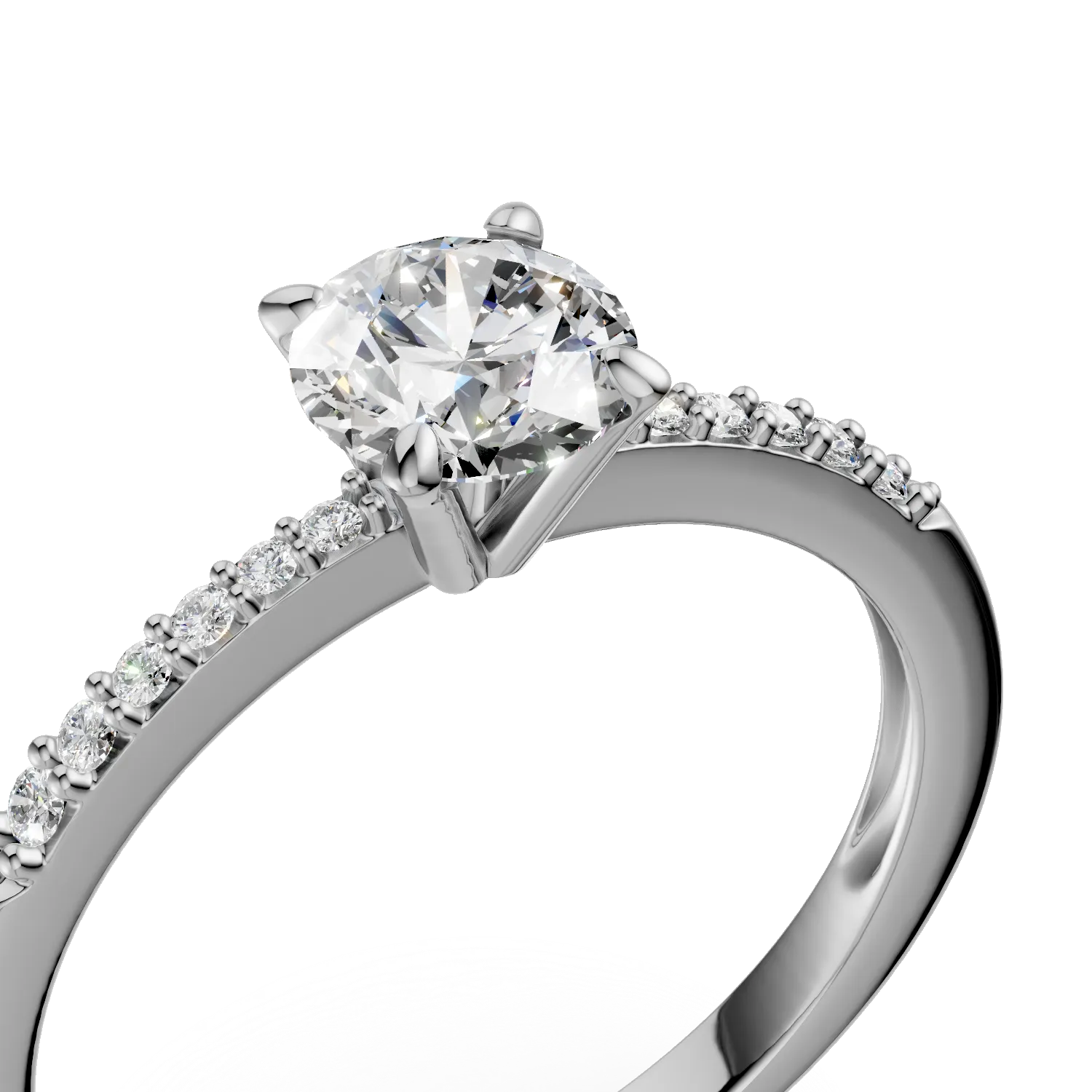 White gold engagement ring with zirconia