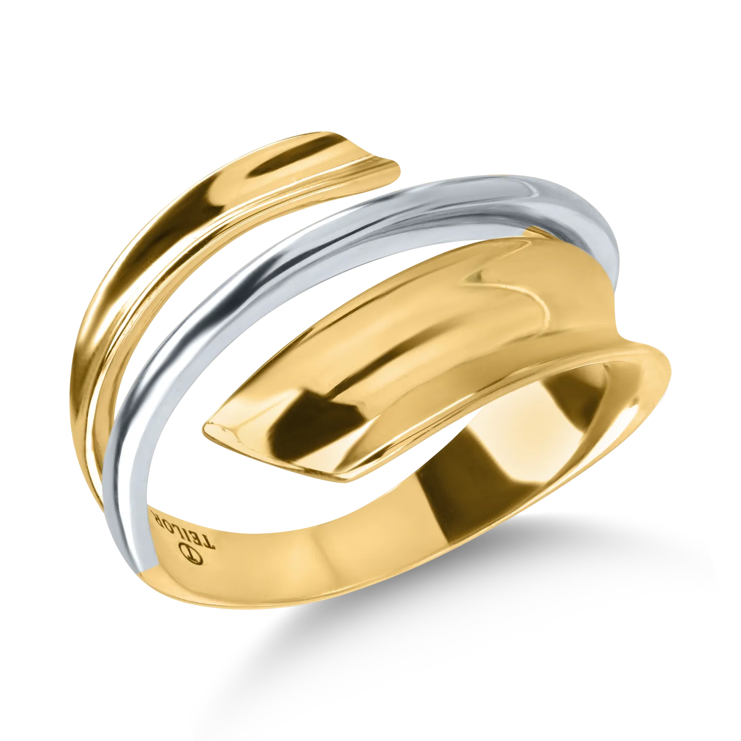 White-yellow gold ring