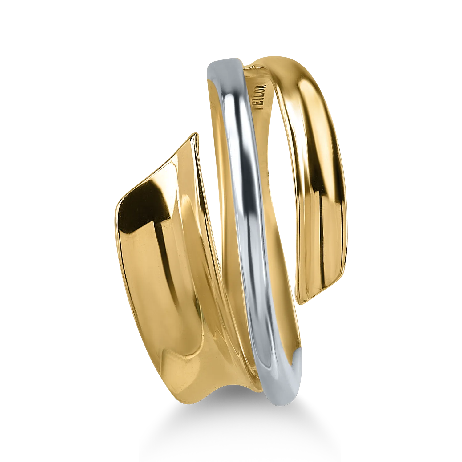 White-yellow gold ring