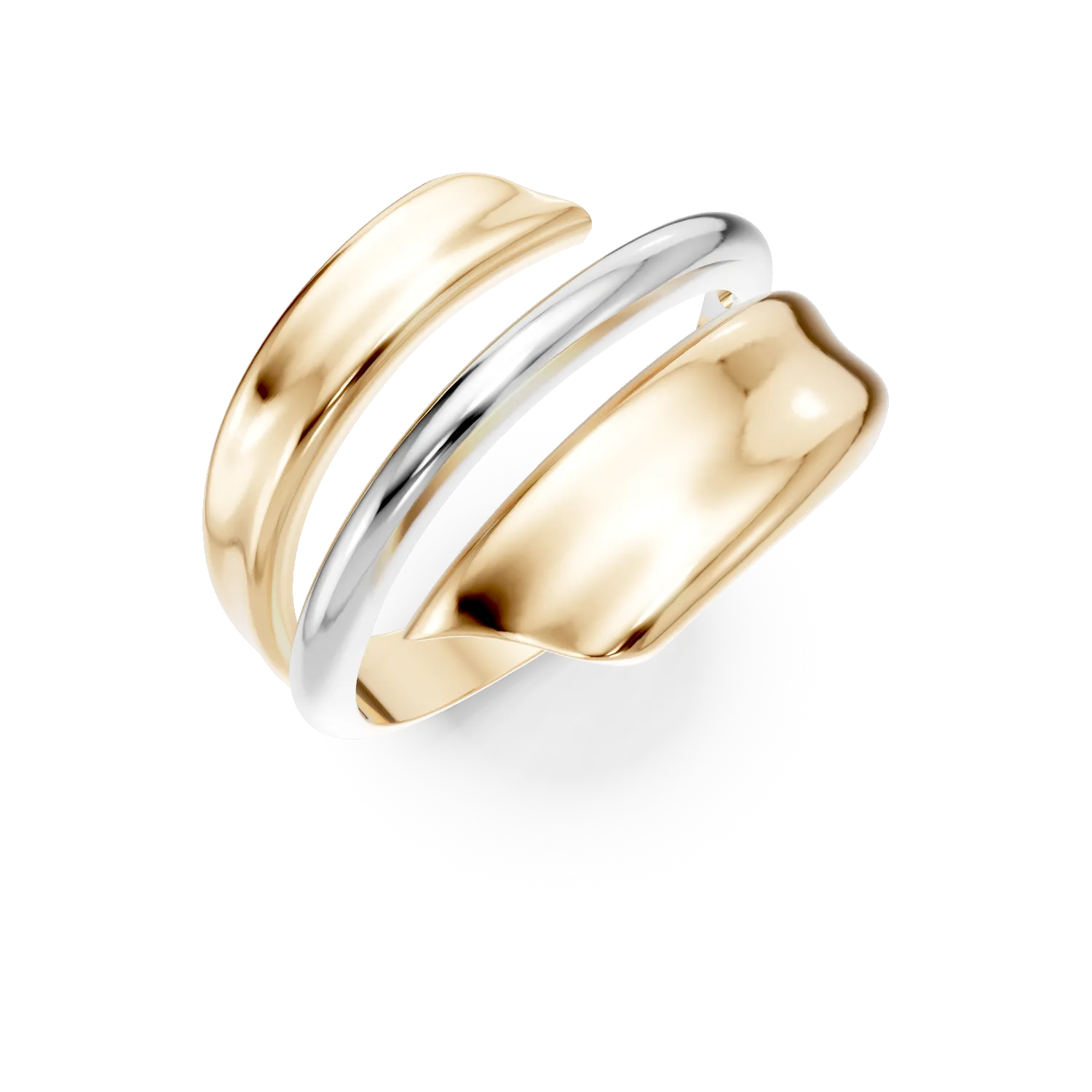 White-yellow gold ring