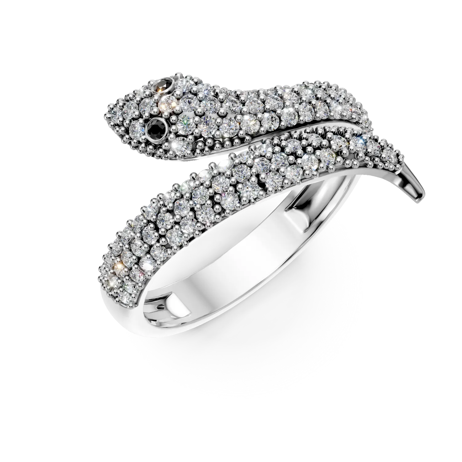 White gold ring with black and clear zirconia-159043