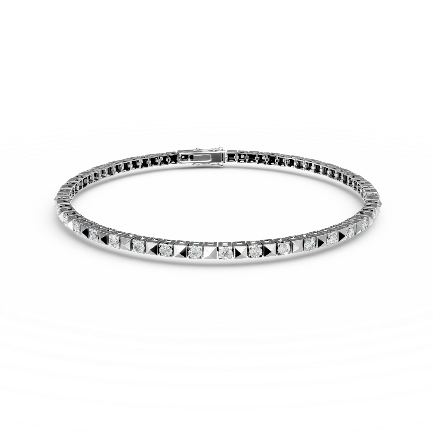 Bratara tennis din aur alb cu zirconii