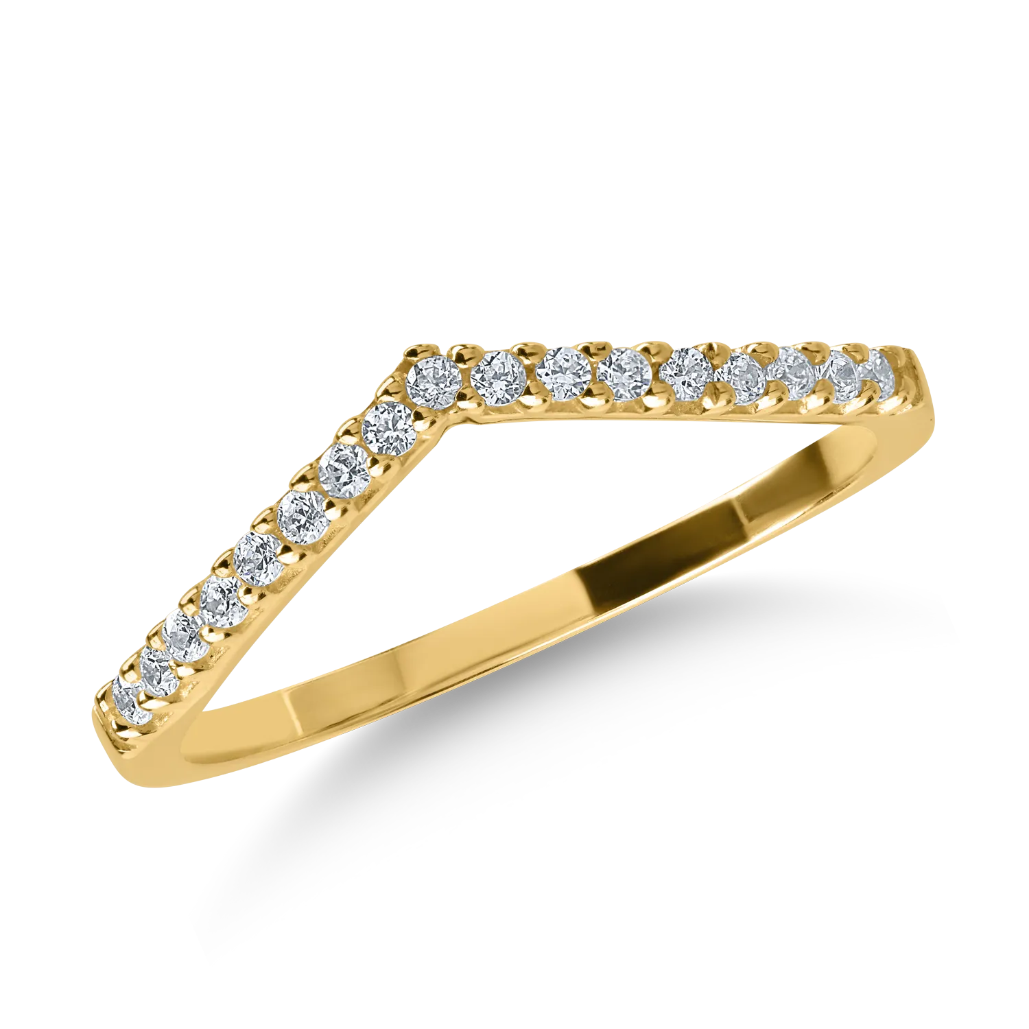 Yellow gold half eternity ring with microsetting zirconia