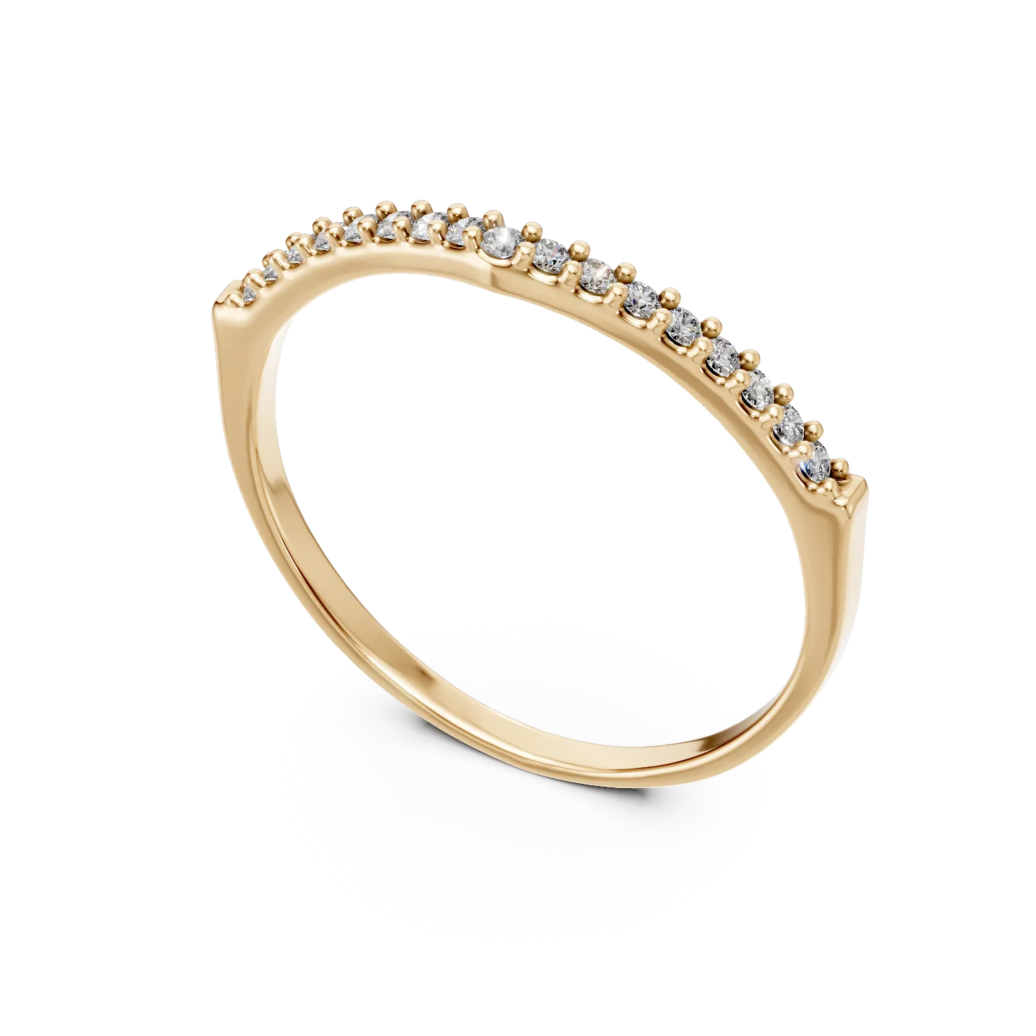 Inel semi eternity din aur galben cu zirconia microsetting