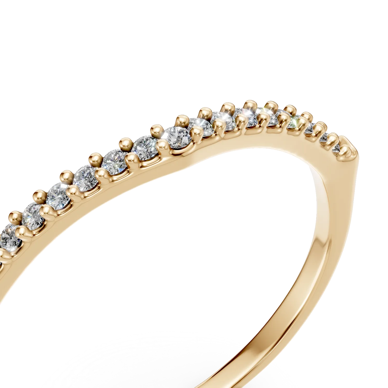 Inel semi eternity din aur galben cu zirconia microsetting