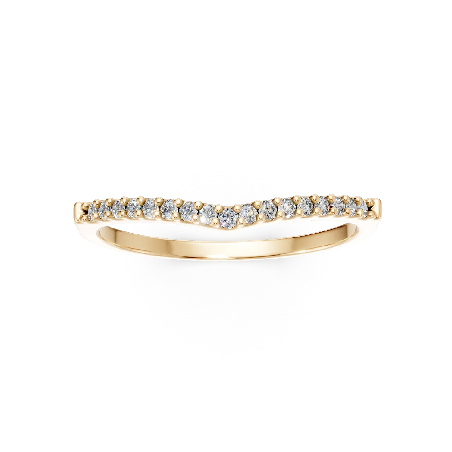 Inel semi eternity din aur galben cu zirconia microsetting
