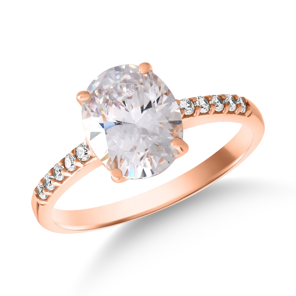 Rose gold single stone pave ring with zirconia