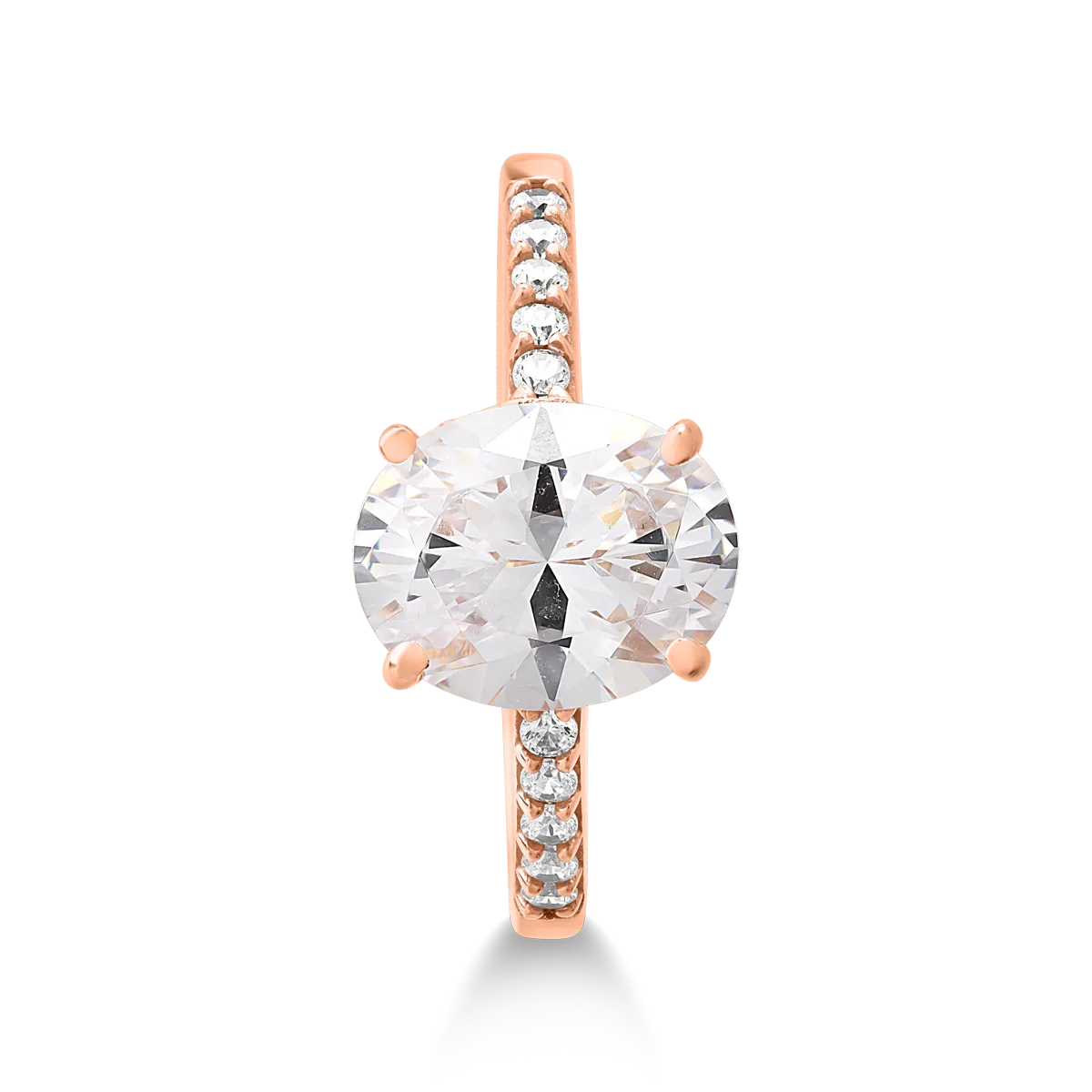 Rose gold single stone pave ring with zirconia