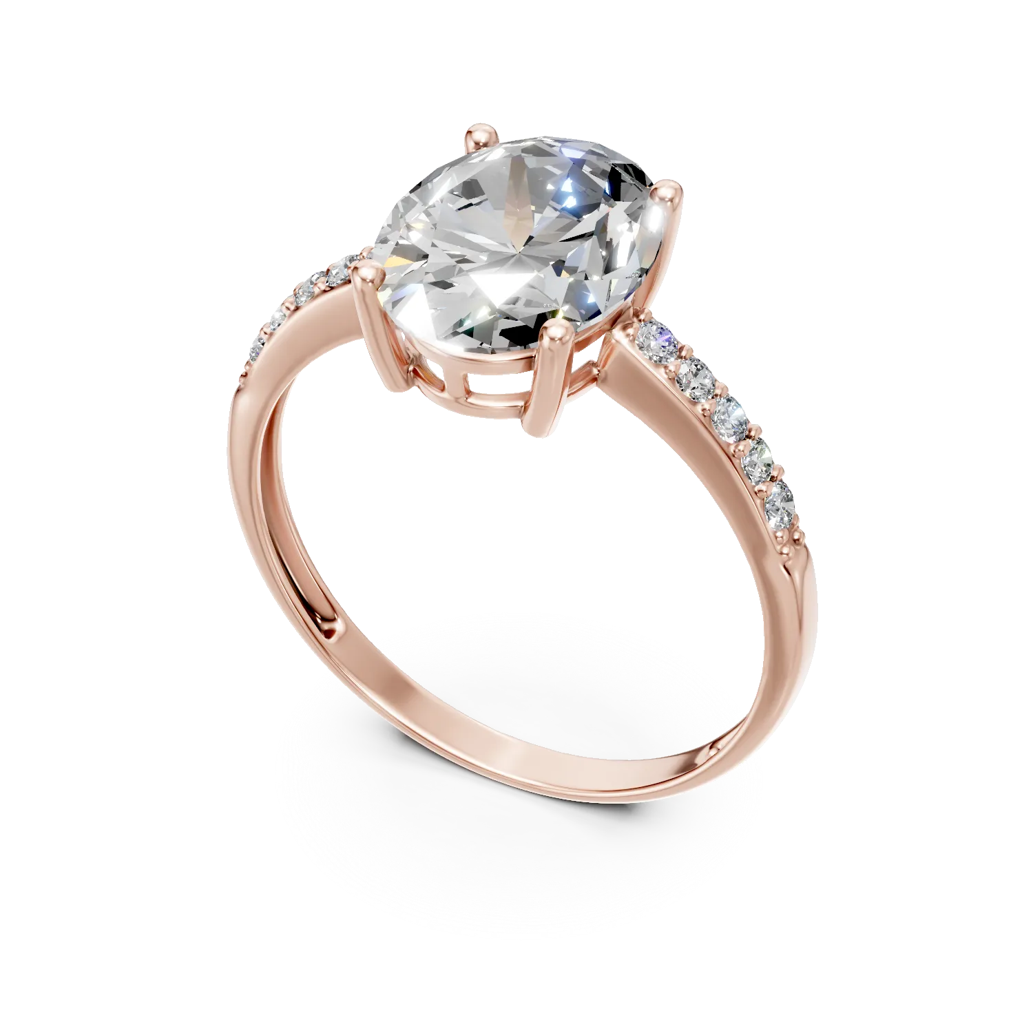 Rose gold single stone pave ring with zirconia