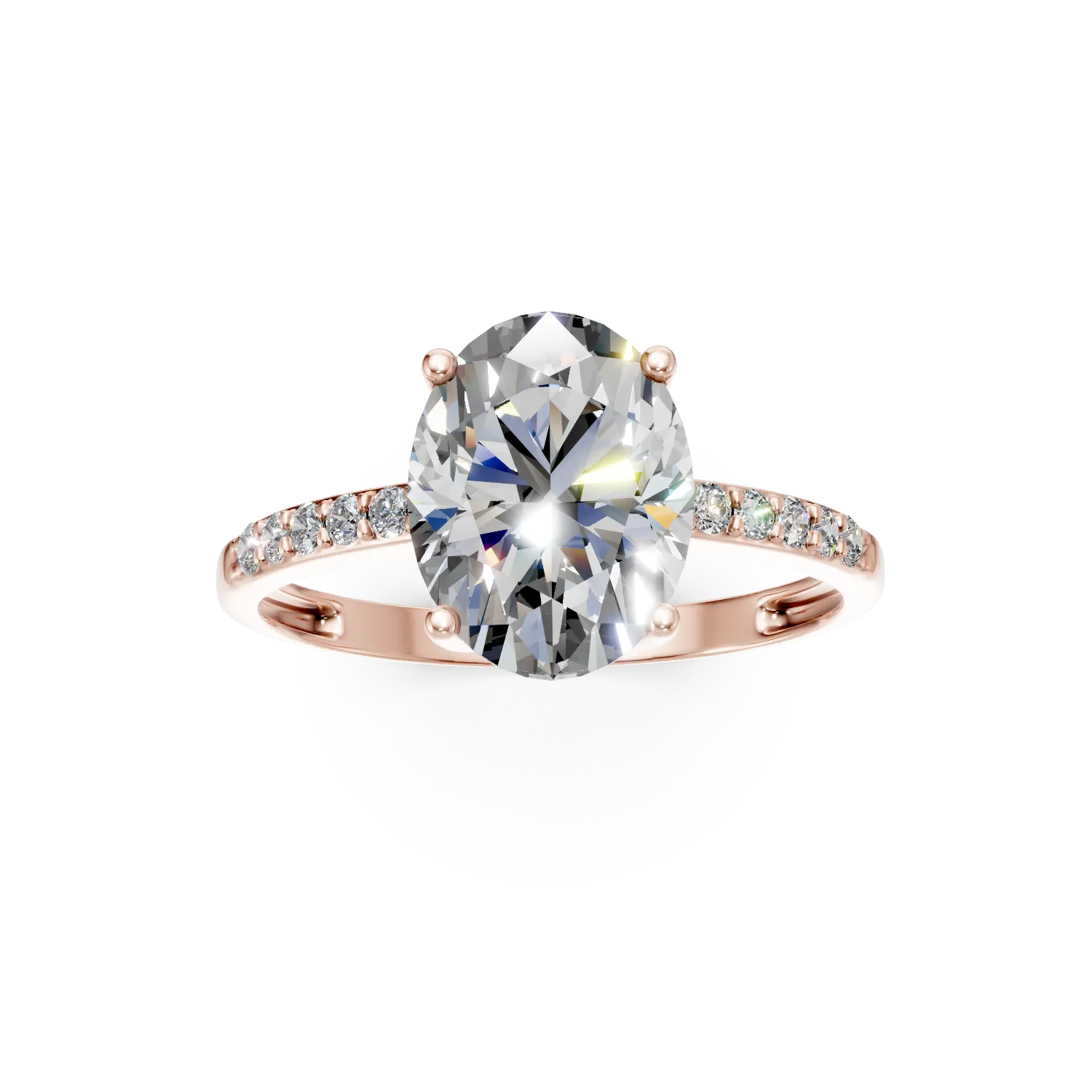 Rose gold single stone pave ring with zirconia