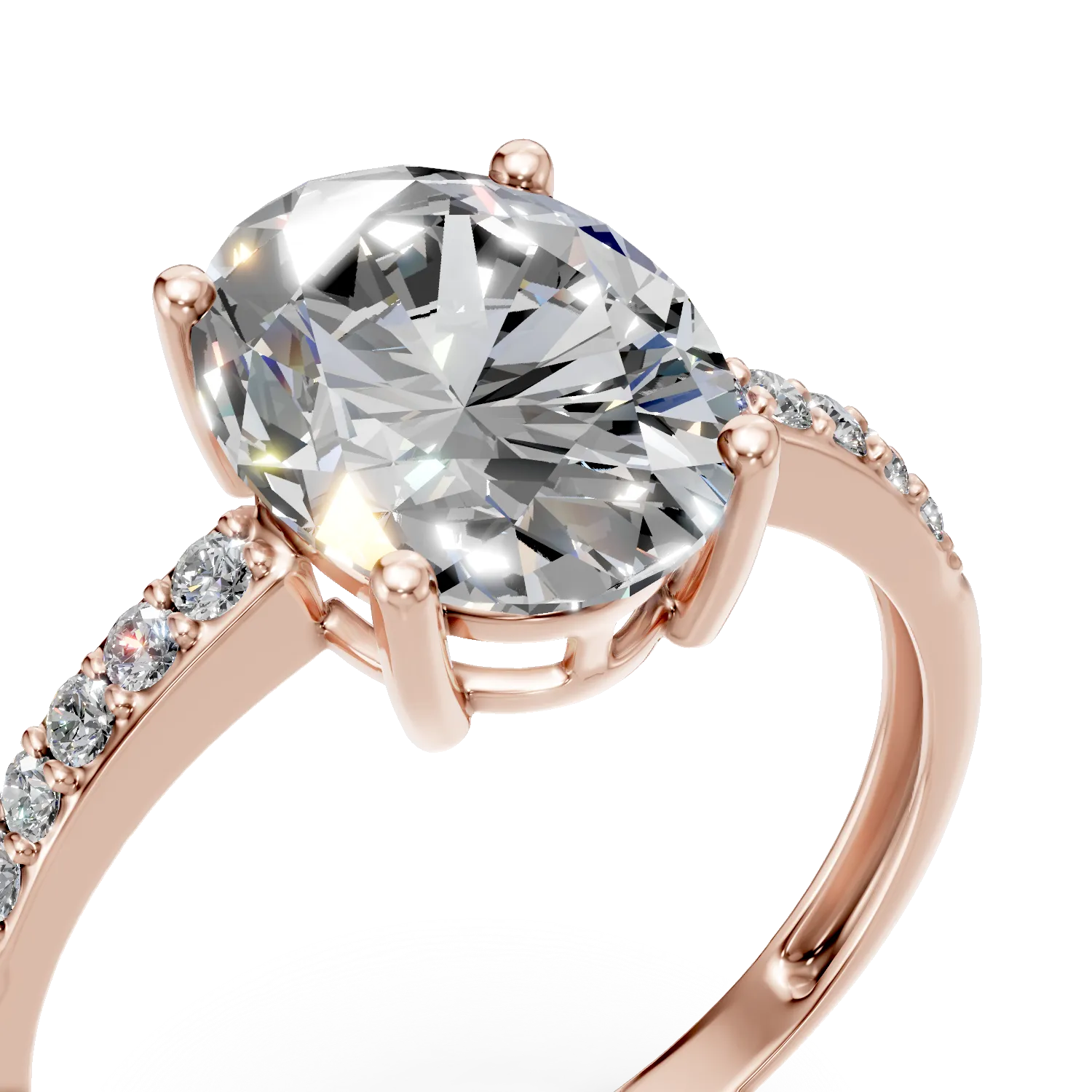 Rose gold single stone pave ring with zirconia