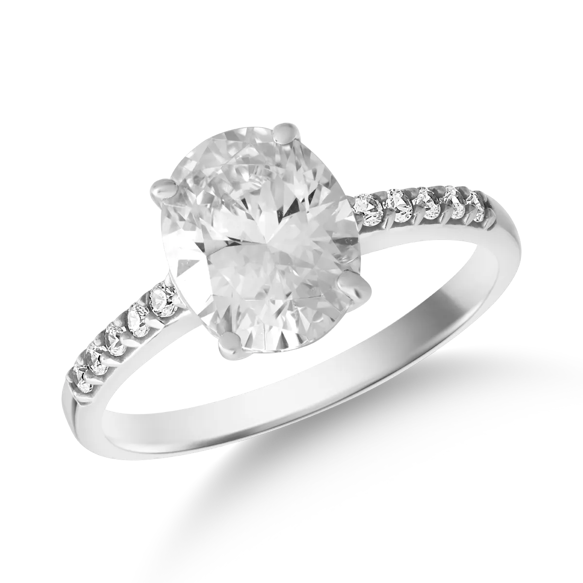 White gold single stone pave ring with zirconia