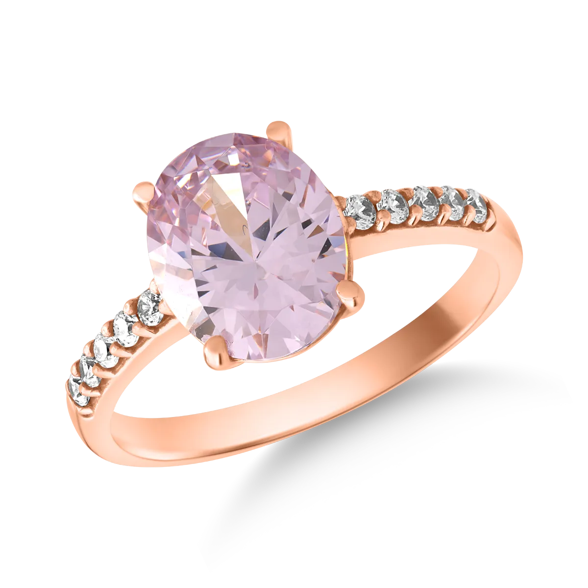 Inel din aur roz cu zirconii roz si incolore-159184