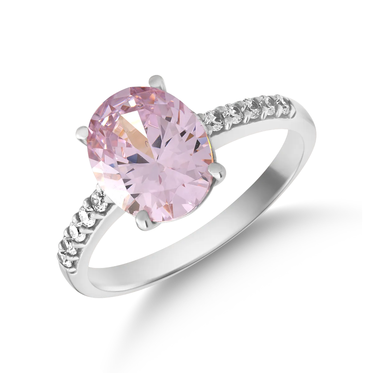 Inel din aur alb cu zirconii roz si incolore-159181