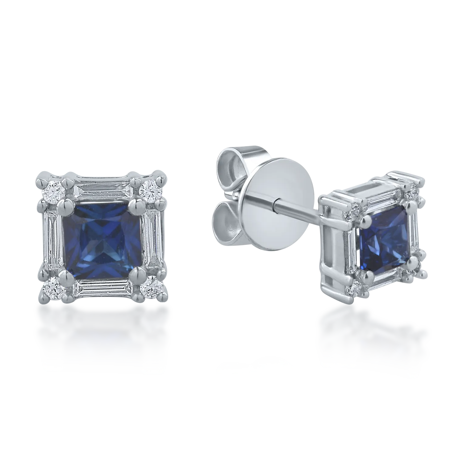 White gold earrings with 0.6ct sapphires and 0.19ct diamonds