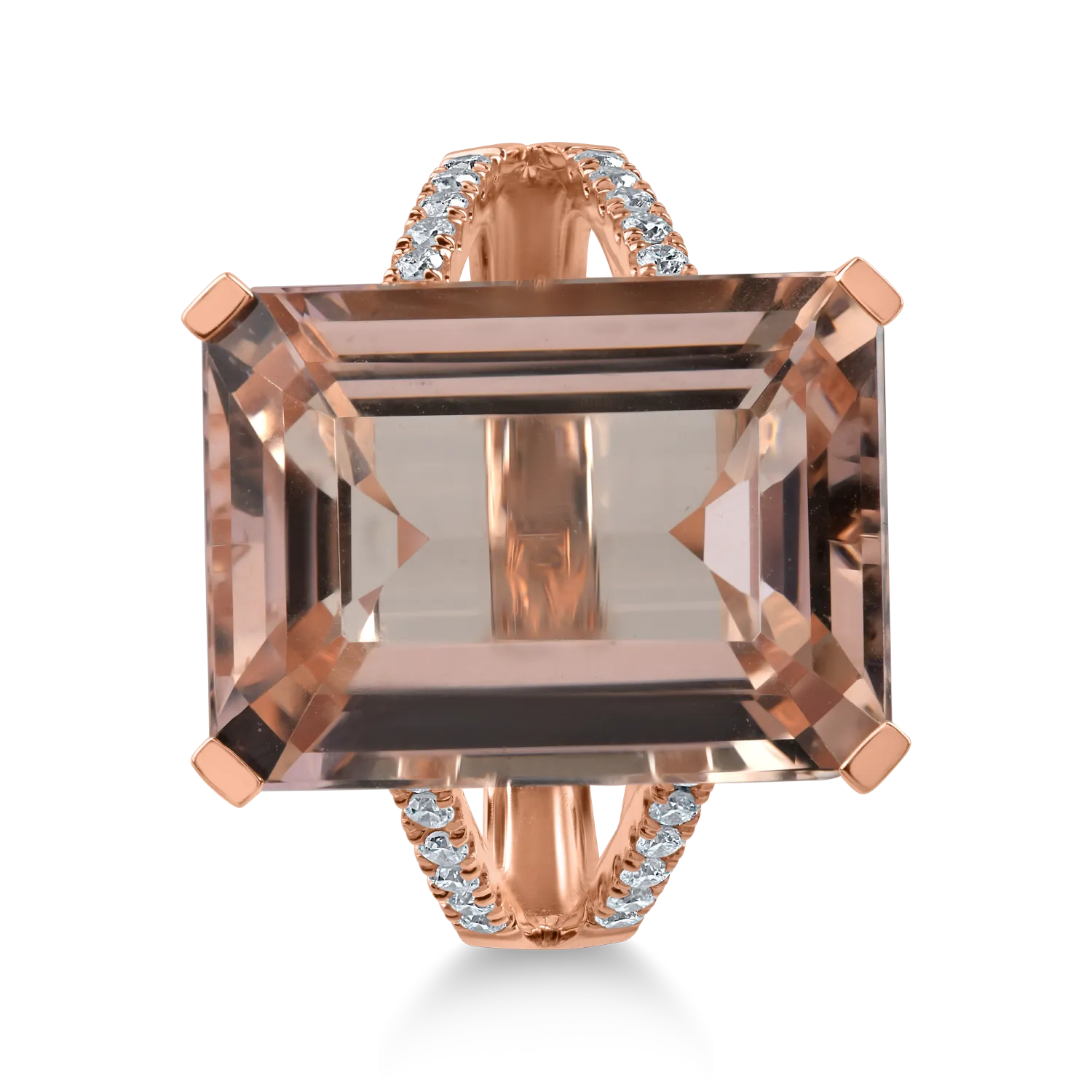 Rose gold ring with 11.3ct morganite and 0.24ct diamonds