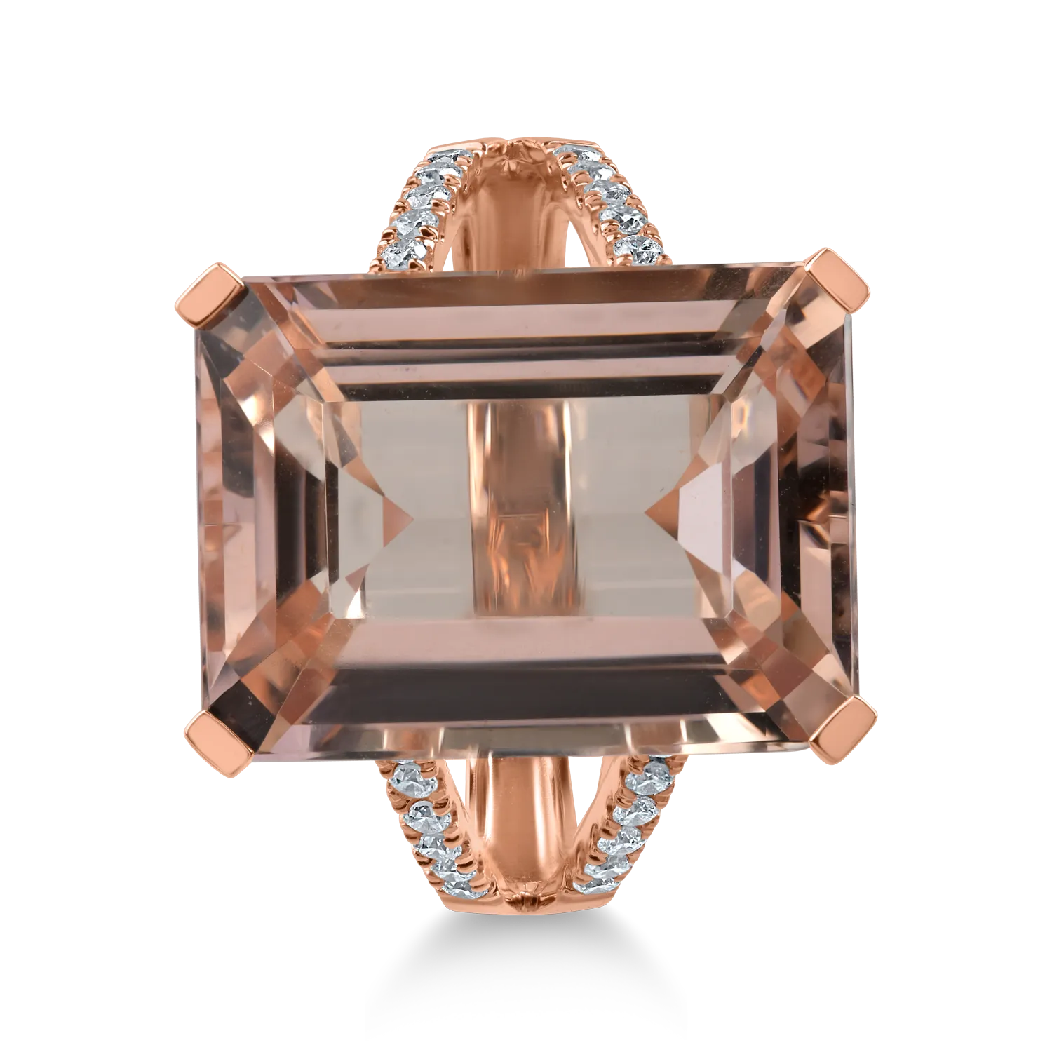Inel din aur roz cu morganit de 11.3ct si diamante de 0.24ct