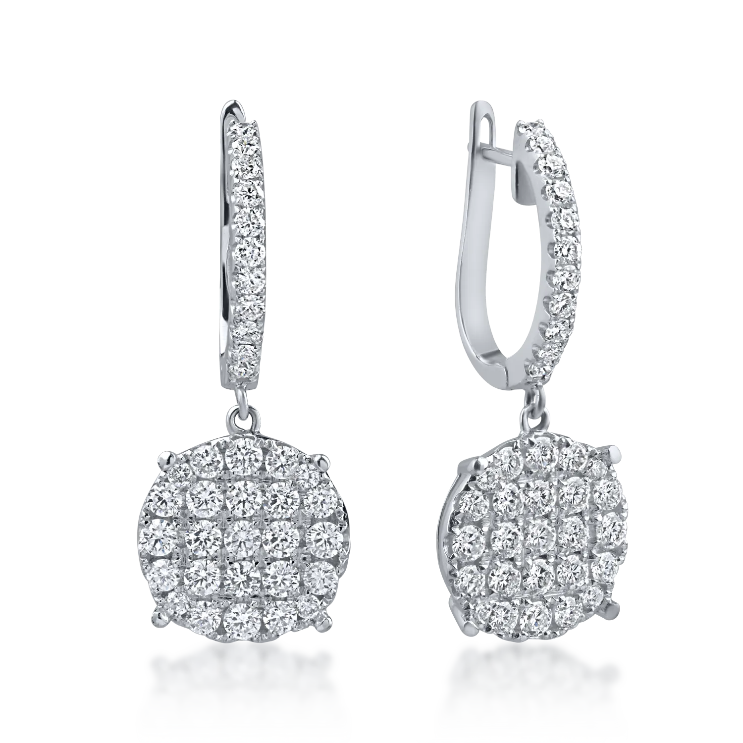 Cercei din aur alb cu diamante de 2.2ct