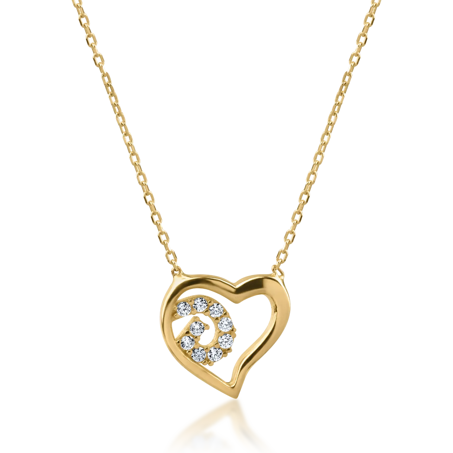 Yellow gold heart pendant necklace with zirconia-159232