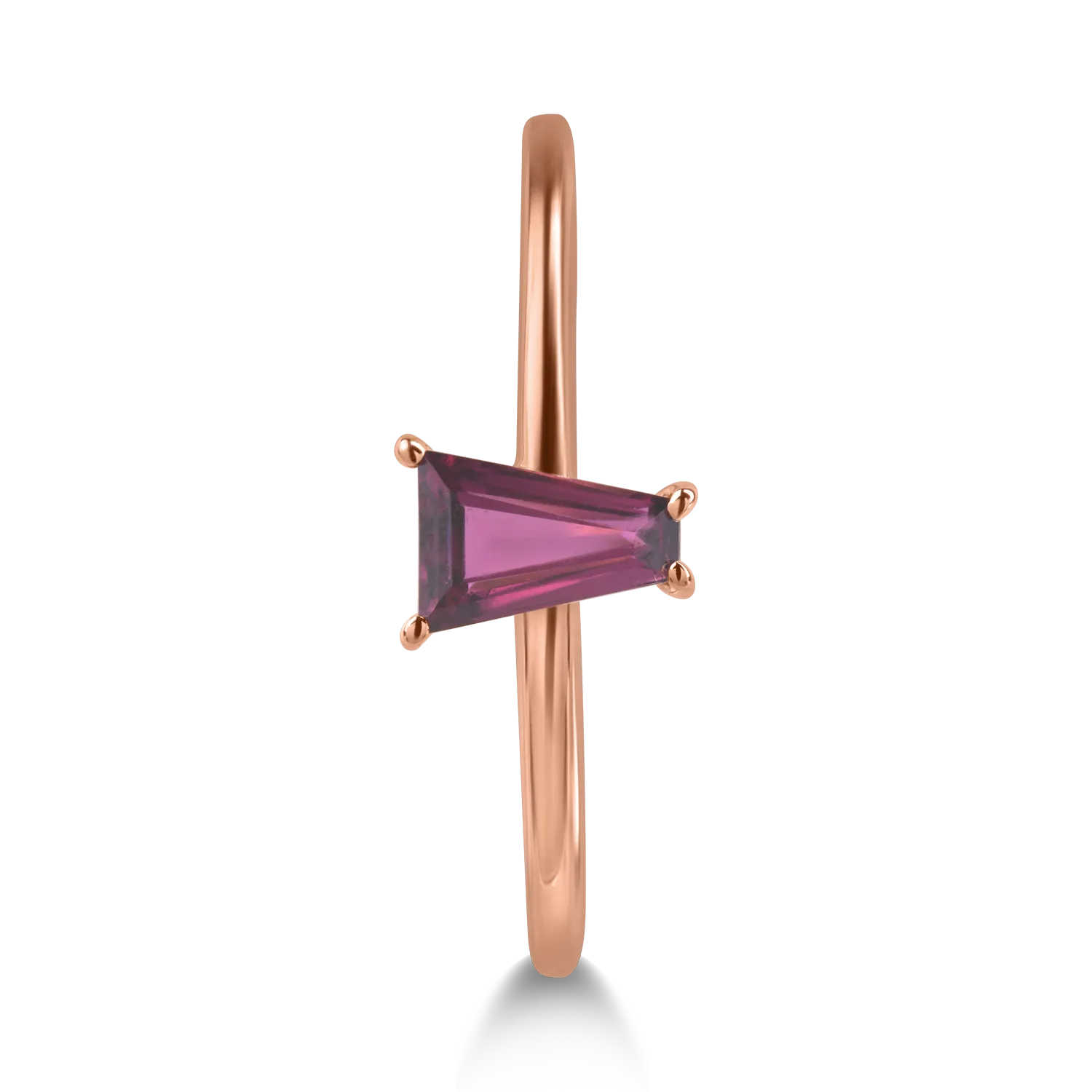 Inel din aur roz cu rodolit trapezoidal de 0.64ct