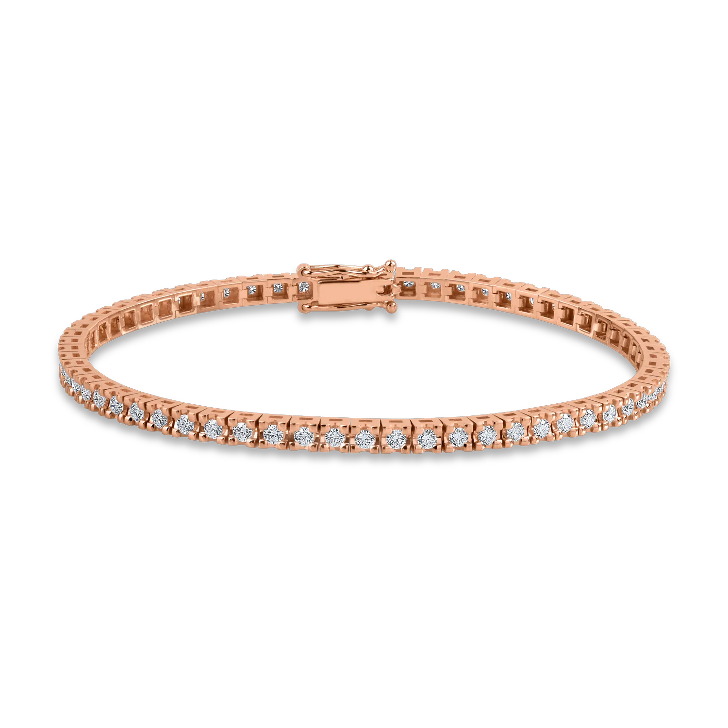 Bratara tennis din aur roz cu diamante de 2.27ct
