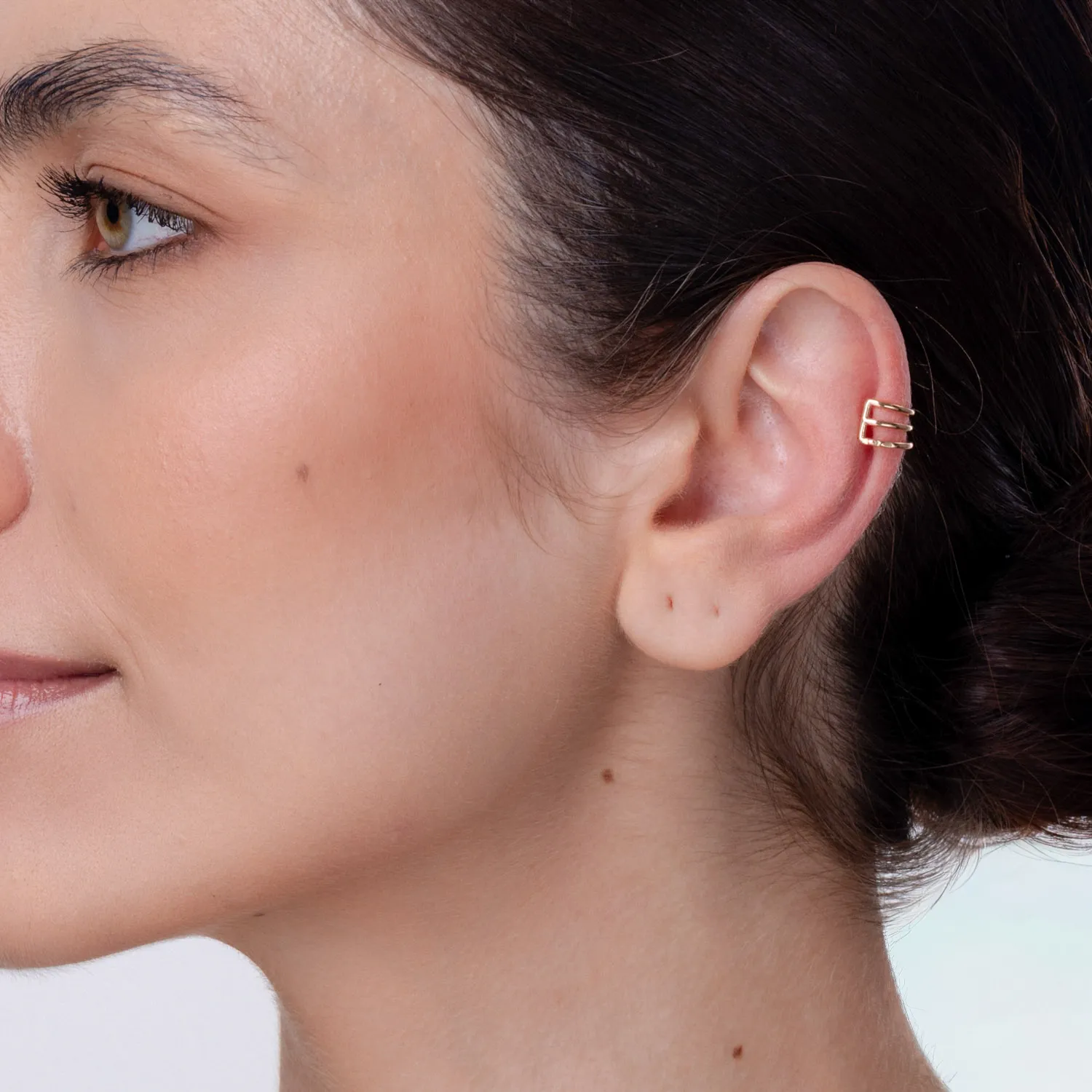 Cercel ear cuff din aur roz - Imagine 3