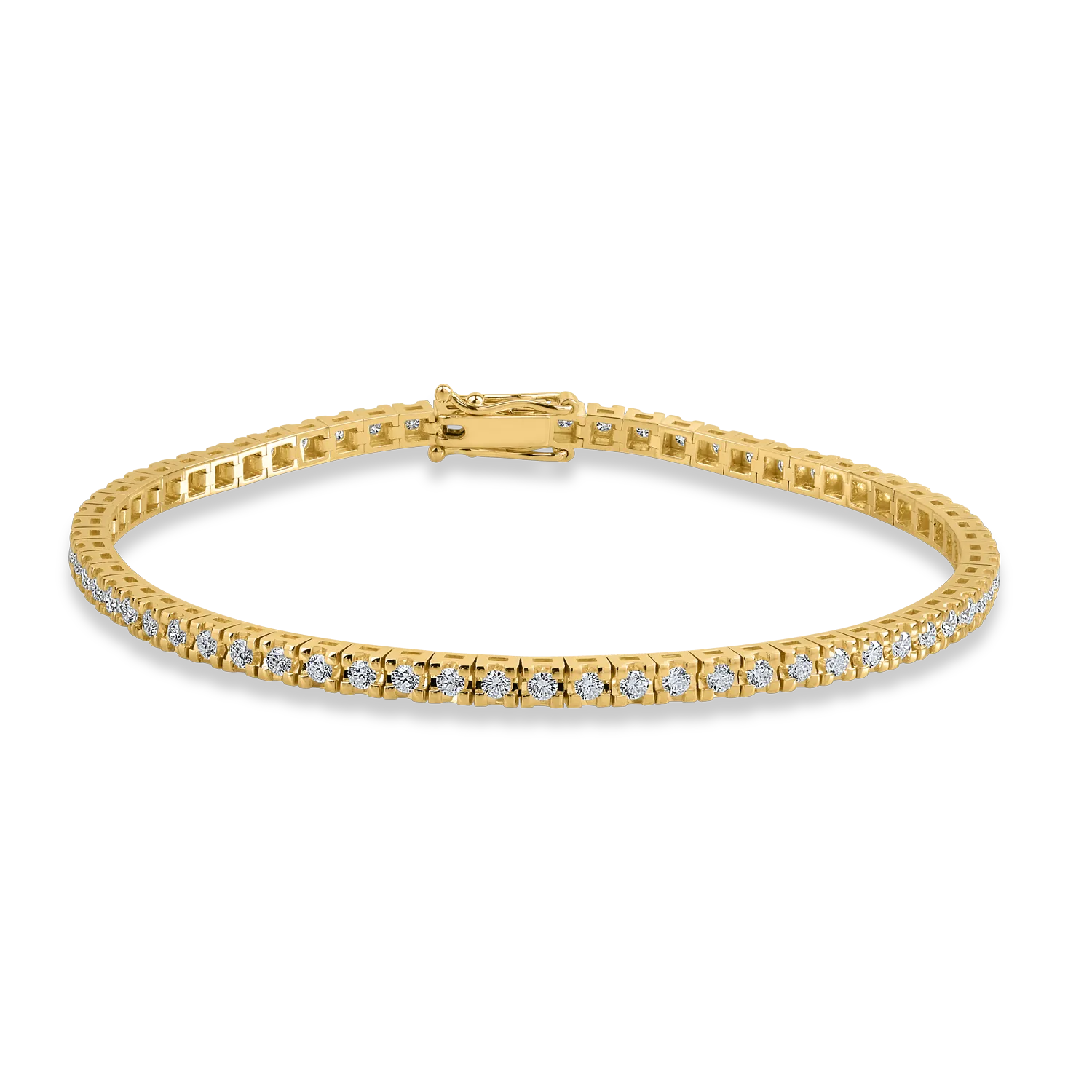 Yellow gold tennis bracelet with 2.28ct diamonds