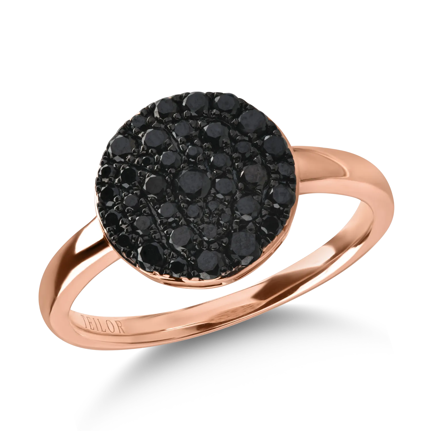 Teilor Inel din aur roz cu diamante negre de 0.59ct