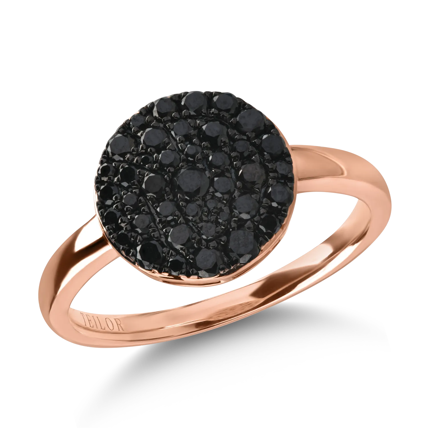 Rózsarany gyűrű 0.59ct fekete gyémántokkal