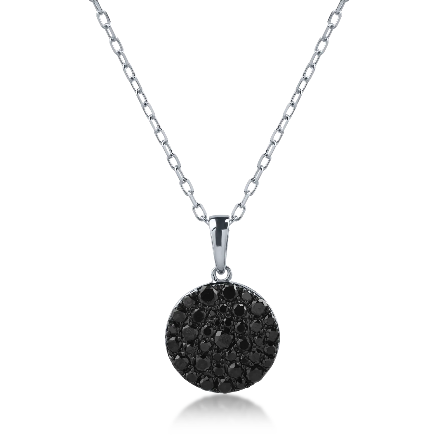 Teilor Lant cu pandantiv din aur alb cu diamante negre de 0.58ct