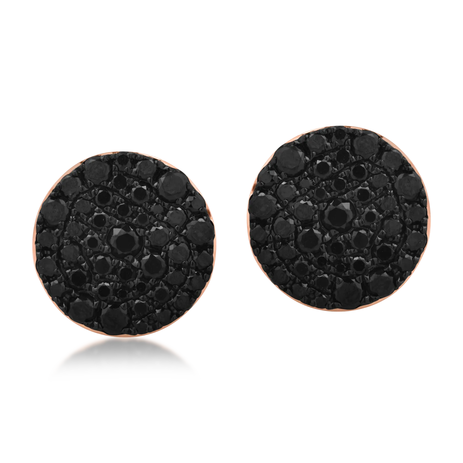 Rose gold earrings with 0.91ct black diamonds