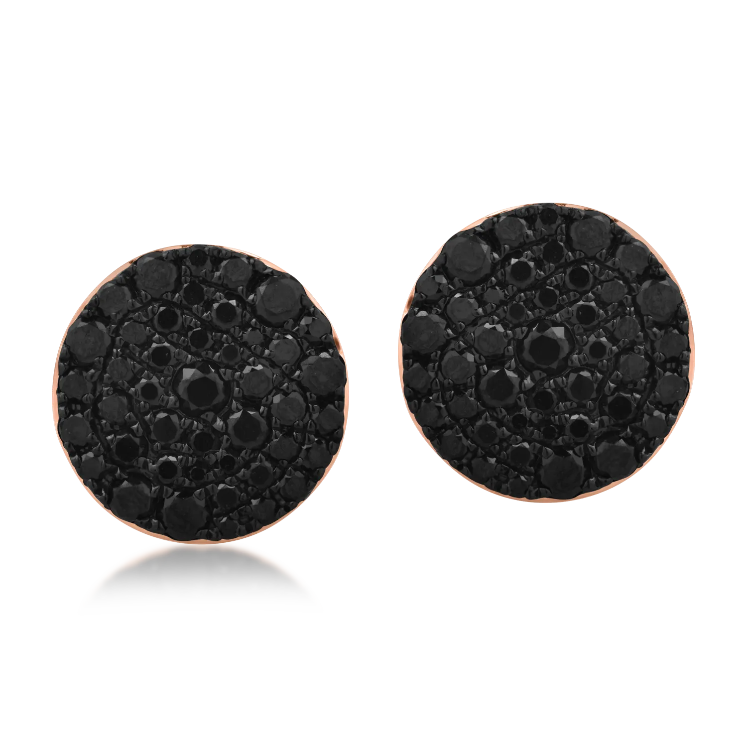 Cercei din aur roz cu diamante negre de 0.91ct - 1 | YEO