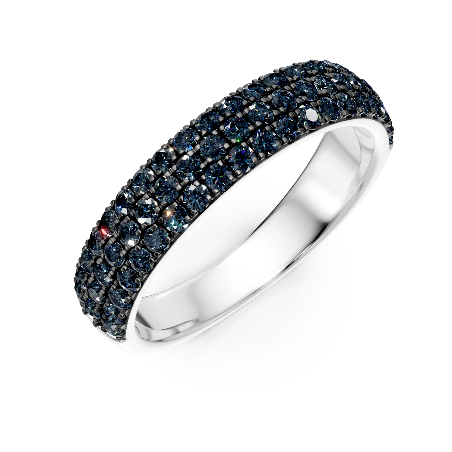 Teilor Inel semi eternity din aur alb cu diamante albastre de 0.96ct